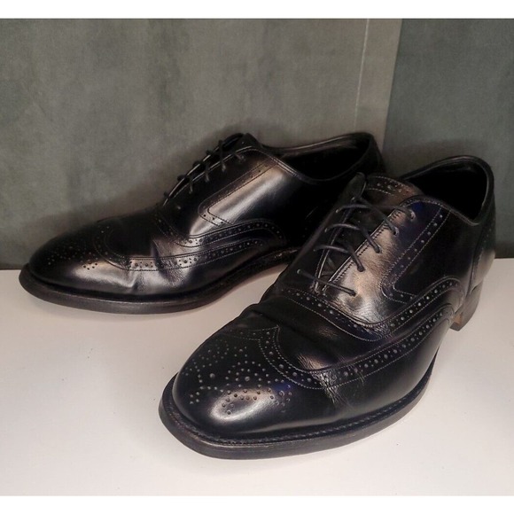 Johnston & Murphy Crown Aristocraft Black Wingtip Oxford Shoes US 9 E/C (WIDE) - Picture 11 of 11